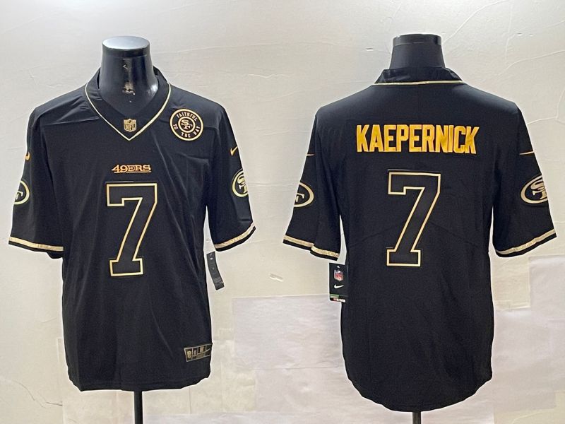 Men San Francisco 49ers #7 Kaepernick Black Gold Throwback 2024 Nike Limited NFL Jersey style 3->san francisco 49ers->NFL Jersey